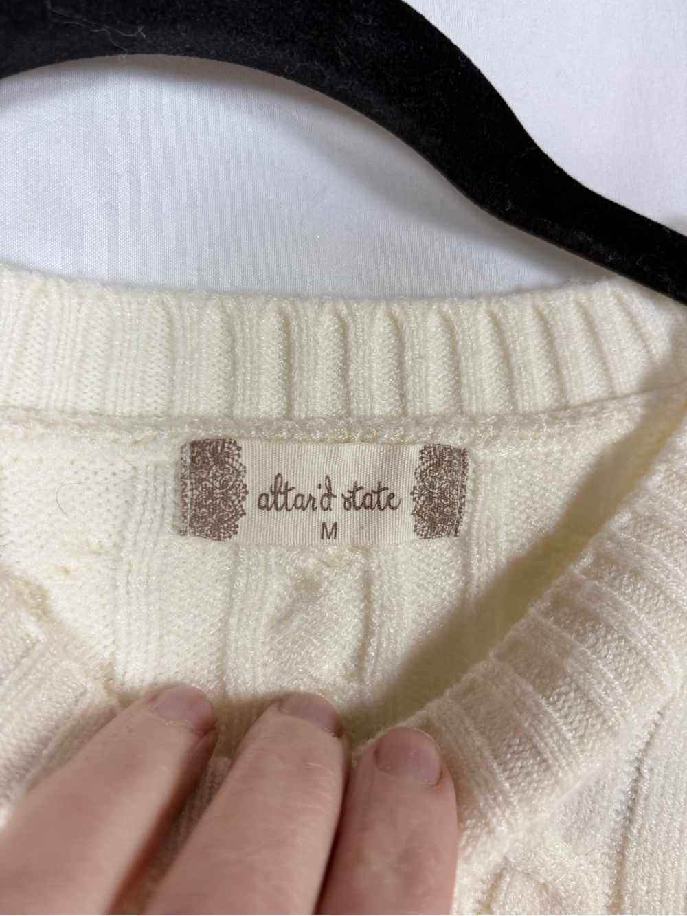 Altar'd State Cream Cable Knit Sweater - Picture 3 of 7